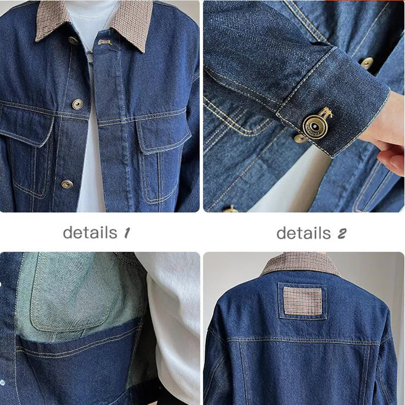 sanyamk New Autumn Spring Men High Quality Casual Denim Jackets/Male Slim Fit Fashion Plaid Cowboy Jacket Brand Clothes S-3XL