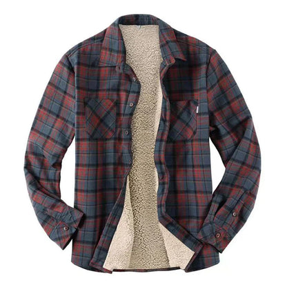 sanyamk Autumn Winter Men Fleecee Shirts Jacket Plaid Button Long Sleeve Turn-down Collar Thick Warm Coats For Male Outerwear Clothing