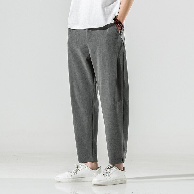 Bonsir Cotton Linen Wide Men Pants New Oversize Plicated Harem Pants Streetwear Male Spring Summer Casual Pants Men Clothing