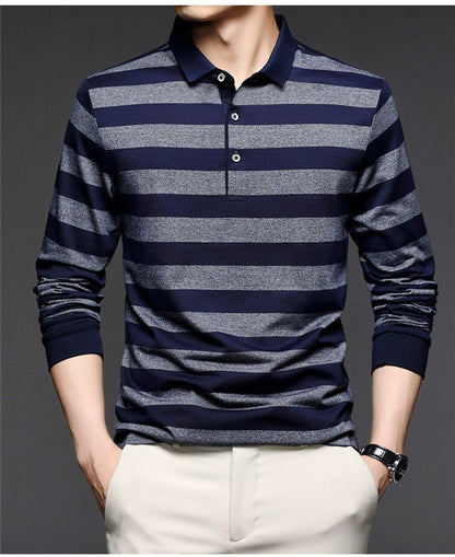 sanyamk Top Grade 2022 New Fashion Brand Striped Men Plain Polo Shirts For Men Casual Designer Long Sleeve Tops Men's Clothing