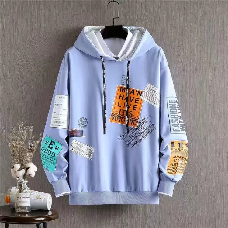 sanyamk Harajuku Print Hoodies Sweatshirt Men's Korean Hoodie Spring Autumn Fashion Mens Clothes Hip Hop Casual Hooded Streetwear Hoodie