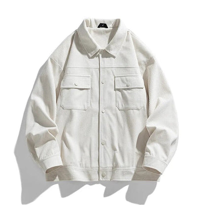 sanyamk Autumn Corduroy Bomber Jacket Men Vintage Baggy Coat Fashion Korean Streetwear Button Outerwear Clothing Tops Male Plus Size