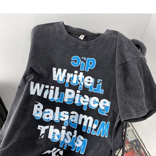 sanyamk Oversized Japanese Streetwear Y2k T-shirts 2022 Hiphop Print Harajuku T Shirt Black Funny Letter Graphic Tops Tees 5XL