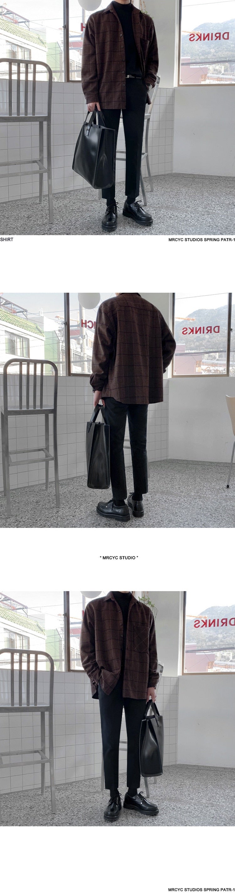 sanyamk trendy mens fashion mens summer outfits dope outfits mens street style mens spring fashion  aesthetic outfits menvSpring Autumn Thick Woolen Plaid Shirts Men's Casual Loose Korean Trend Long Sleeve Button Up fit Tops Fashion 9Y4518