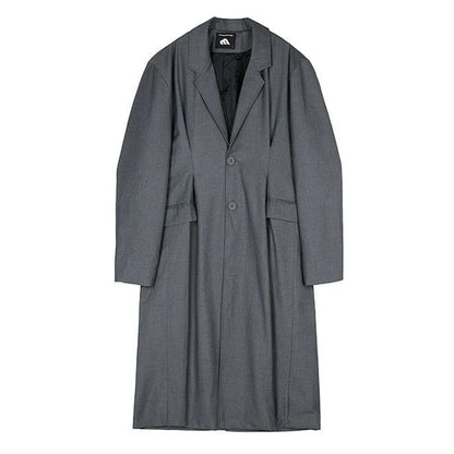 sanyamk Coat Men's Mid-Length Autumn New Men'S Korean Style Trendy Loose Over-The-Knee Casual Retro Comfortable Simple Suit Collar Coat