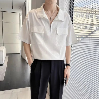 sanyamk Solid Colour Shirt Fashion Youth Popular Summer Casual Clothing