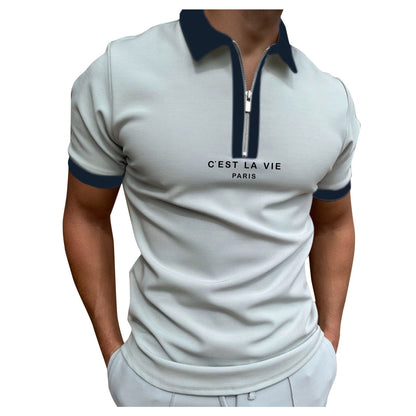 sanyamk Summer New Men's Clothing Polo Shirts Streetwear Print Casual Short Sleeve Tee Shirt Men Turn-Down Collar Zipper Polos