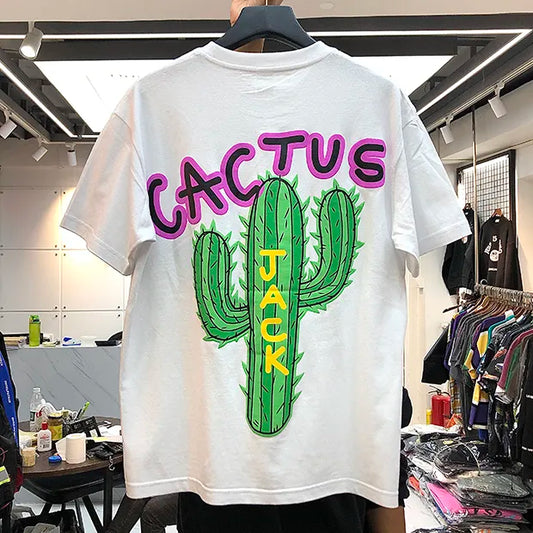 sanyamk New luxury Cactus Jack Hip Hop Tshirts Travis 2024 Men's Hip Hop Cotton T-Shirt Streetwear Tee Top