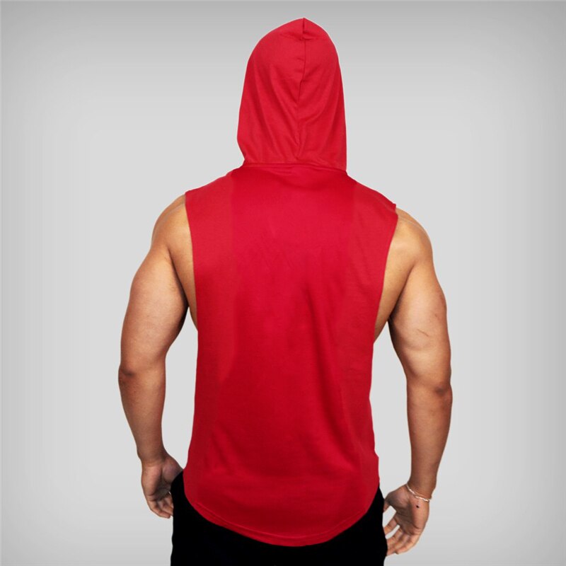 sanyamk Running Vest Brand Gym Clothing Mens Bodybuilding Hooded Tank Top Cotton Sleeveless Vest Sweatshirt Fitness Workout Sportswear