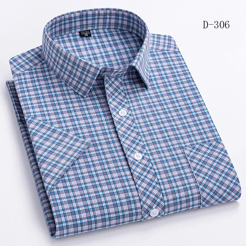 sanyamk Plaid Short Sleeve Shirts For Man Cotton England Preppy Classic Checked Summer New Fashion Clothing Businessman Casual Shirts