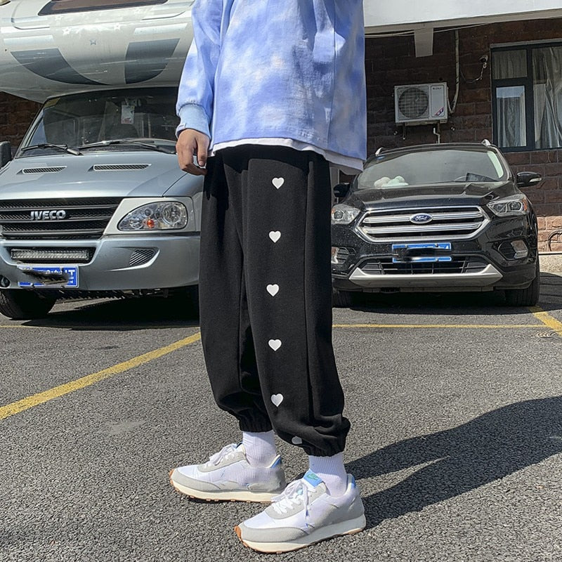 sanyamk Harajuku Baggy Pencil Wide Leg unisex Pants Side Cartoon Printing Sweatpants All-match Ankle-Length Pants Y2K Streetwear Fashion