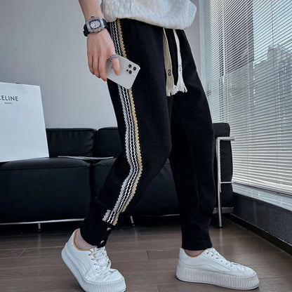 Bonsir Harem Man Sweat Pants Hip-hop Wide Leg Baggy Y2k Men's Sweatpants New Items In Flated Slim Korean Style Vintage Casual Trousers