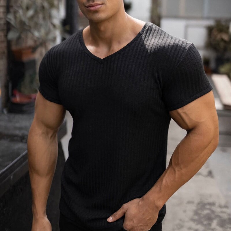 Bonsir T shirt Men Summer Gyms Bodybuilding Training T-shirt Casual Man Slim Short Sleeve Streetwear Hip-Hop Tees Tops Fitness Clothing