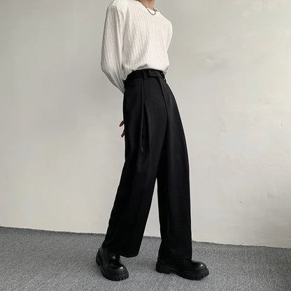 sanyamk New Black Suit Pants Men Fashion Social Mens Dress Pants Korean Loose Oversized Wide Leg Pants Mens Formal Trousers M-2XL