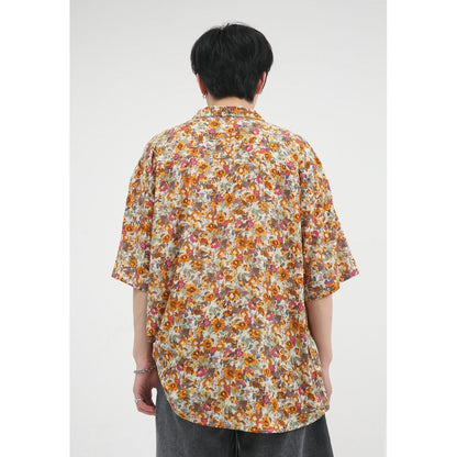 Bonsir Summer Hawaii Shirt For Men Short Sleeve Casual Loose Fashion Holiday Tops Couple Style Floral Print Colorful Beach Retro Blouse