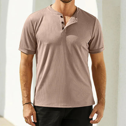 sanyamk Summer Casual Short Sleeve Mens T shirts Vintage Button Henley Shirt Men Breathable Ice Silk Knitting Thin T-shirt Fashion Tops