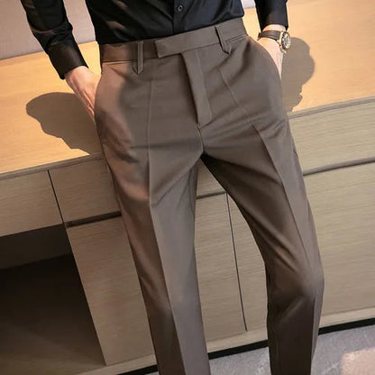 sanyamk Men Suit Pants High Quality Men Solid Color Slim Fit Dress Pants Slim Fit Office Business Men Trousers Plus Size 28-36