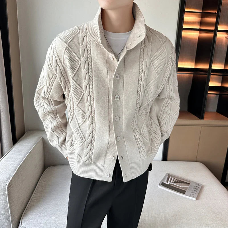 sanyamk Winter Sweater Cardigan Men Warm Fashion Retro Knit Sweater Jacket Men Korean Loose Cardigan Sweater Mens Jumper Clothes M-3XL