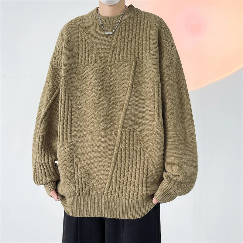 sanyamk  -  Vintage Style Men's Sweaters Knitted Twist Long Sleeve Pullovers Outwear Fashion Oversize Streetwear Jumper for Man Plus Size