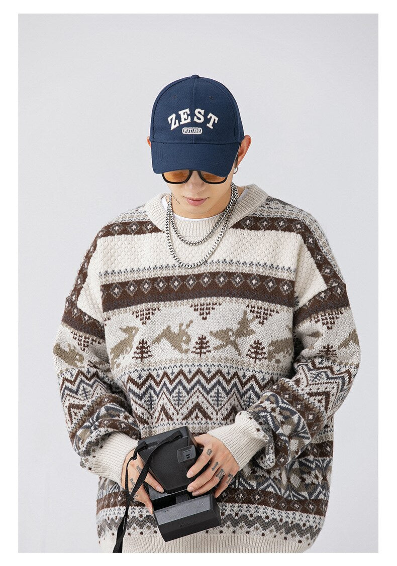 sanyamk Gypsy Men's Knitted Sweater Vintage Men Top Pullovers Sweaters and Jumpers Male Winter Warm Streetwear Men Clothes