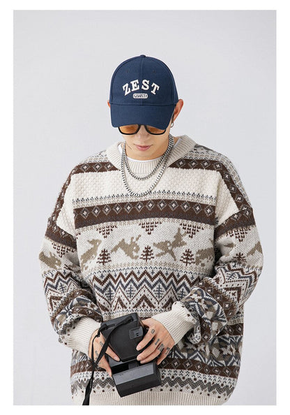 sanyamk Gypsy Men's Knitted Sweater Vintage Men Top Pullovers Sweaters and Jumpers Male Winter Warm Streetwear Men Clothes