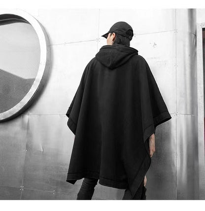 sanyamk Techwear Black Oversized Hoodies Sweatshirt Baggy Trench Coat Anorak Men Goth Punk Japanese Streetwear Hip Hop Gothic