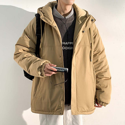 Bonsir New Fashion Hooded Warm Coat Men Casual Oversize Jacket Loose Baggy Streetwear Front Pocket Hiphop Clothing