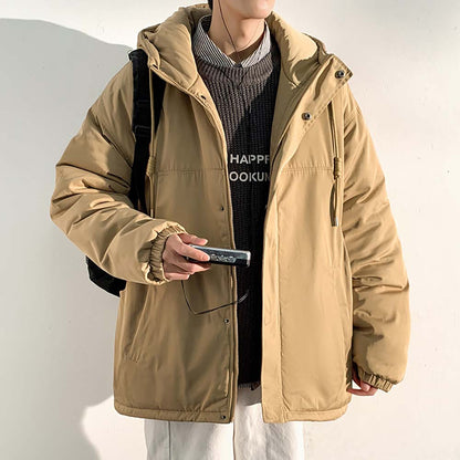 sanyamk New Fashion Hooded Warm Coat Men Casual Oversize Jacket Loose Baggy Streetwear Front Pocket Hiphop Clothing