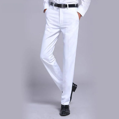 Bonsir High Waist Men's Suit Pants High Quality Autumn Thick Straight Business Work Daily Dress Formal Pants Classic Trousers A269