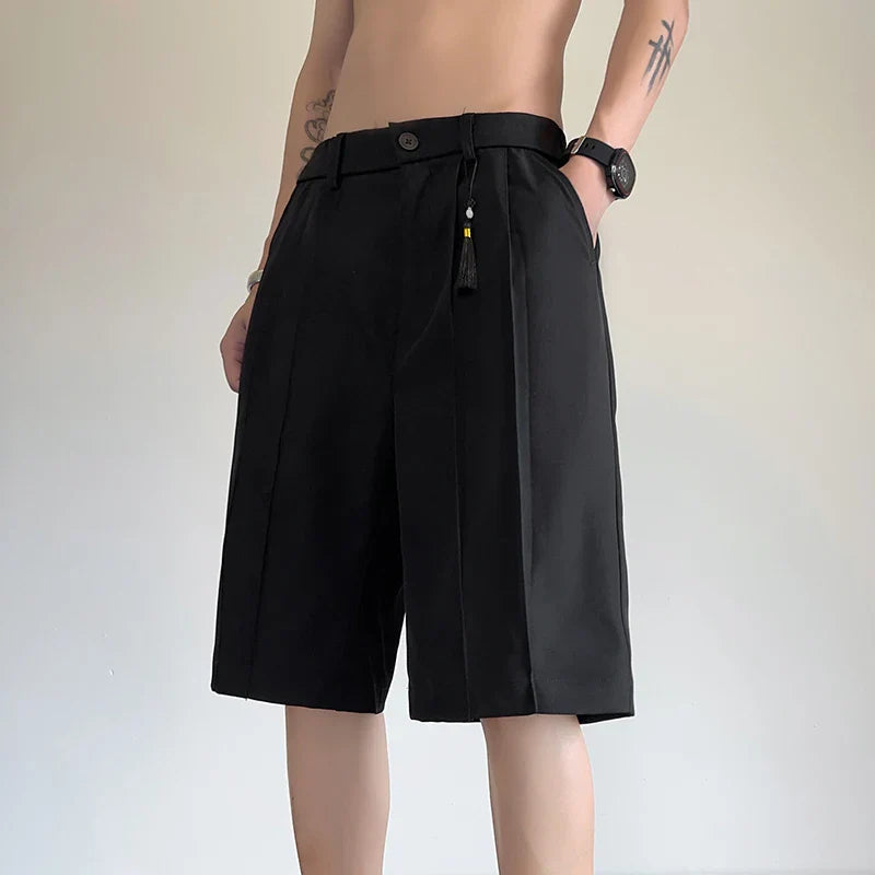 sanyamk Summer Suit Shorts Men Fashion Social Mens Dress Shorts Korean Loose Black White Casual Shorts Mens Office Formal Shorts M-3XL