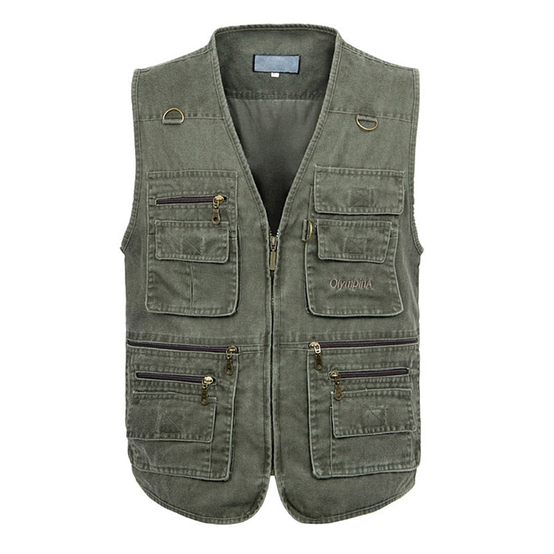 8XL 9XL 10XL New Male Casual Summer Big Size Cotton Sleeveless Vest With Many 16 Pockets Men Multi Pocket Photograph Waistcoat