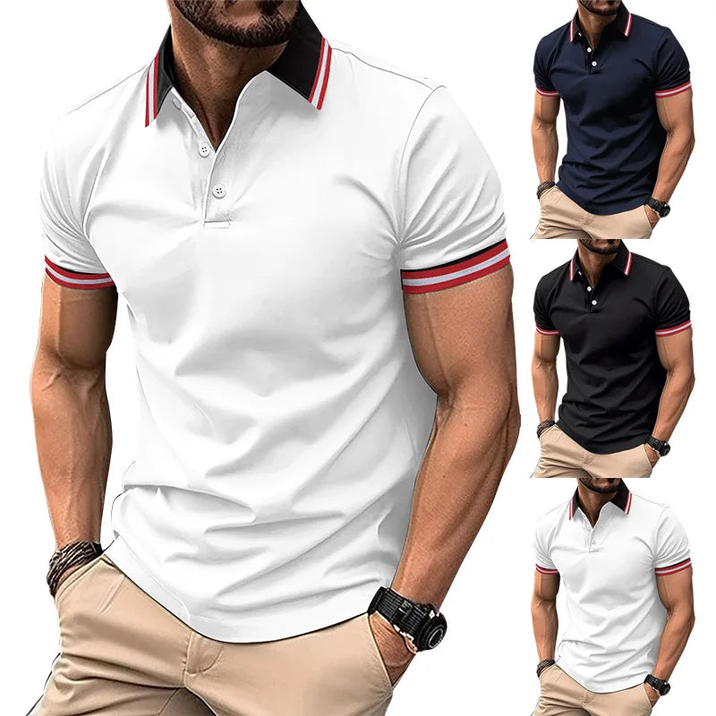 sanyamk Summer oversized new men's casual short sleeved polo shirt office fashion men's polo shirt men's clothing