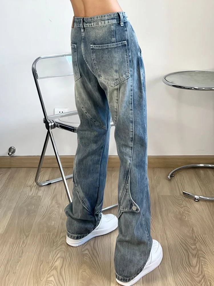 sanyamk With Pockets Straight Men's Jeans Trousers Bootcut Man Cowboy Pants Punk Flared Original Luxury 2024 Fashion Y2k Vintage Classic