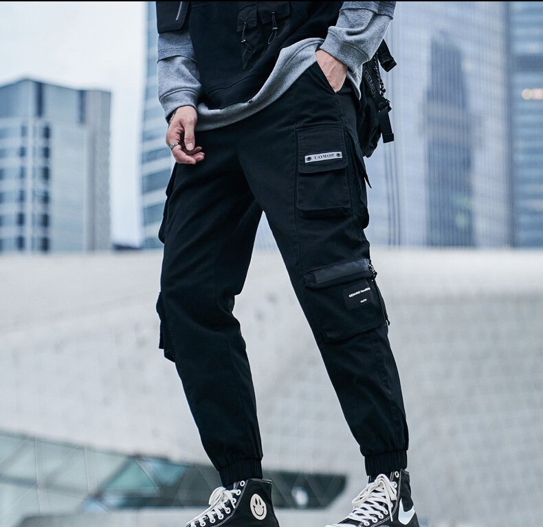 Bonsir Joggers Cargo Pants for Men Hip Hop Functional Style Harem Trousers Streetwear Techwear Pants Male