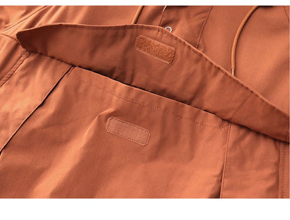 sanyamk Autumn Trekking Hooded Work Jacket Men's Windproof New Loose Half Zipper Stormsuit Outdoor Camping Hiking Riding Coat Tooling