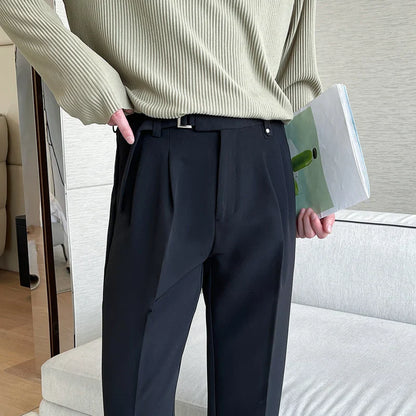 sanyamk New Spring Autumn Fashion Man Classic Slim Straight Long Suit Trousers Male Solid Color Men Smart Casual Business Pants 2XL