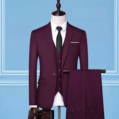 sanyamk Formal Business Wedding 3 Pieces Suit Set / Male Blazers Jacket Pants Vest Trousers Dress Waistcoat