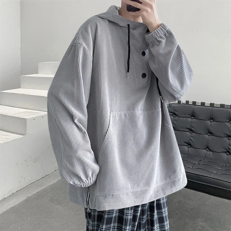 sanyamk  -   Y2k Corduroy Harajuku Hoodies Streetwear Korean Fashion Hooded Hoodie Pocket Casual Oversized Sweatshirts