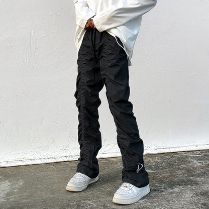 Bonsir Sets With Pants Man Harajuku Punk Men's Streetwear Black Hip Hop Fashion Clothing Casual Tactical Trousers Y2k Goth Flared