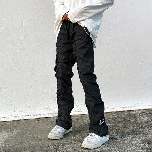 Bonsir Sets With Pants Man Harajuku Punk Men's Streetwear Black Hip Hop Fashion Clothing Casual Tactical Trousers Y2k Goth Flared