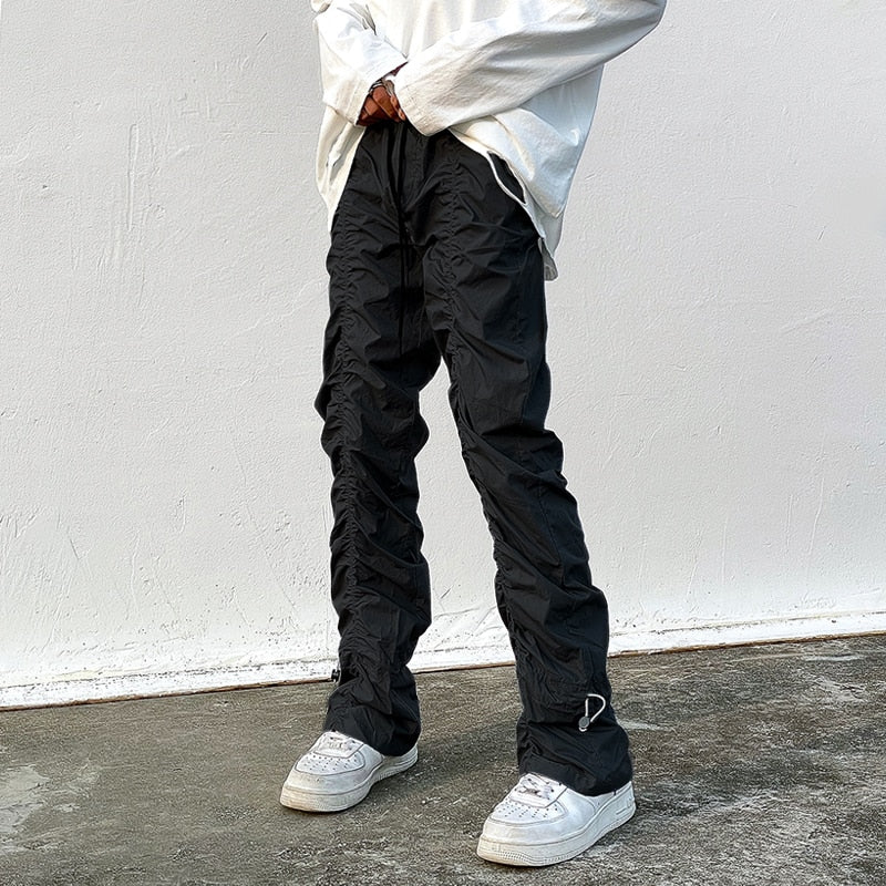 sanyamk Sets With Pants Man Harajuku Punk Men's Streetwear Black Hip Hop Fashion Clothing Casual Tactical Trousers Y2k Goth Flared