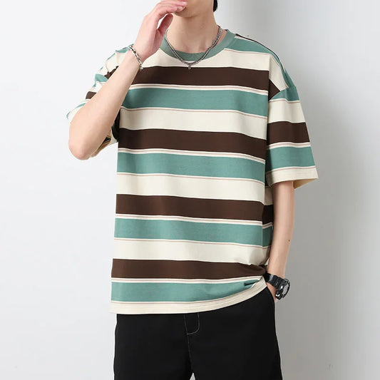 sanyamk  -   2024 Summer Men's Cotton T-Shirts Streewear Casual Loose Short Sleeve Tops&Tees Outdoor Sports Pullover Tshirt Clothing