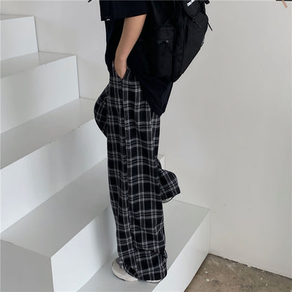 sanyamk Summer/Winter Plaid Pants Men S-3XL Casual Straight Trousers for Male/Female Harajuku Hip-hop Pants