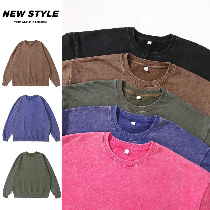 sanyamk Spring And Autumn New Men'S Old-Time Style Worn Long Cotton Casual Thick Collar Simple Trend Of Fashionable Sweatshirt