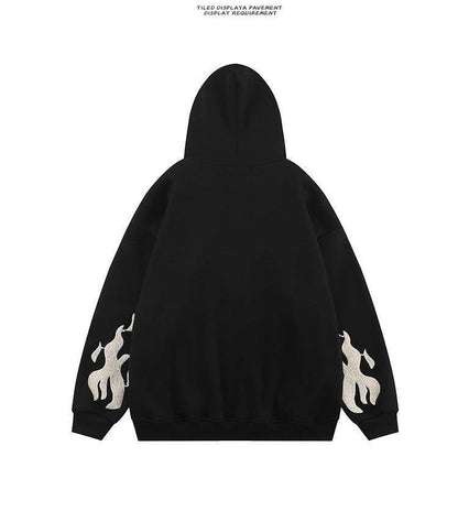 sanyamk Mens Black Streetwear Skull Hoodies Y2K Vintage Cardigan Skeleton Hoodie Men Oversized Zip Up Hooded Sweatshirt Tokyo Revengers