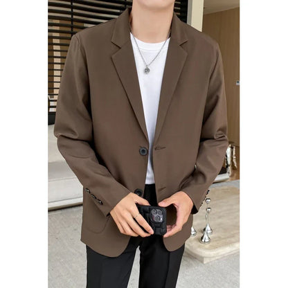 sanyamk Shoulder Padded Blazer Men Slim Fit Fashion Social Mens Dress Jacket Korean Casual Suit Jacket Mens Office Formal Jackets Coat