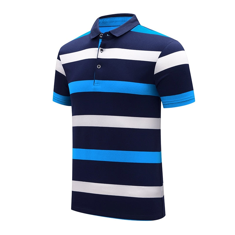 sanyamk New Summer Men Classic Striped Polo Mens Cotton Short-Sleeved Embroidered Business Casual Hot Polo Shirt Male Dropshipping