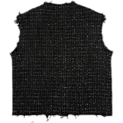 sanyamk Korean Style Coarse Tweed Vest Coat Trend Men Knit Burrs Casual Tank Tops Fashion Male Versatile Elgance Clothing 582acb