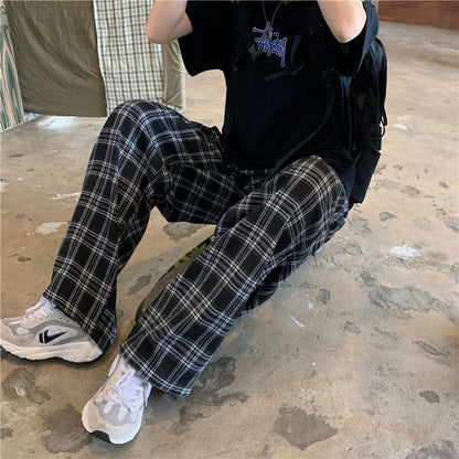 sanyamk Summer/Winter Plaid Pants Men S-3XL Casual Straight Trousers for Male/Female Harajuku Hip-hop Pants