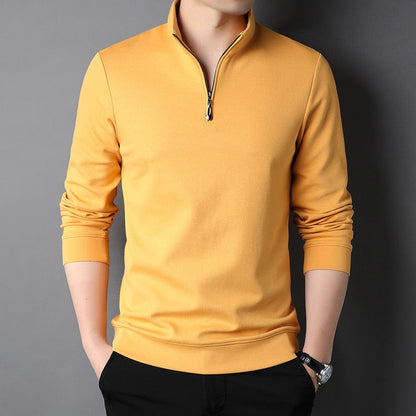 sanyamk Top Grade New Fashion Brand Luxury Zipper Polo Shirt Men Casual Plain Korean Solid Color Long Sleeve Tops Mens Clothing 2024